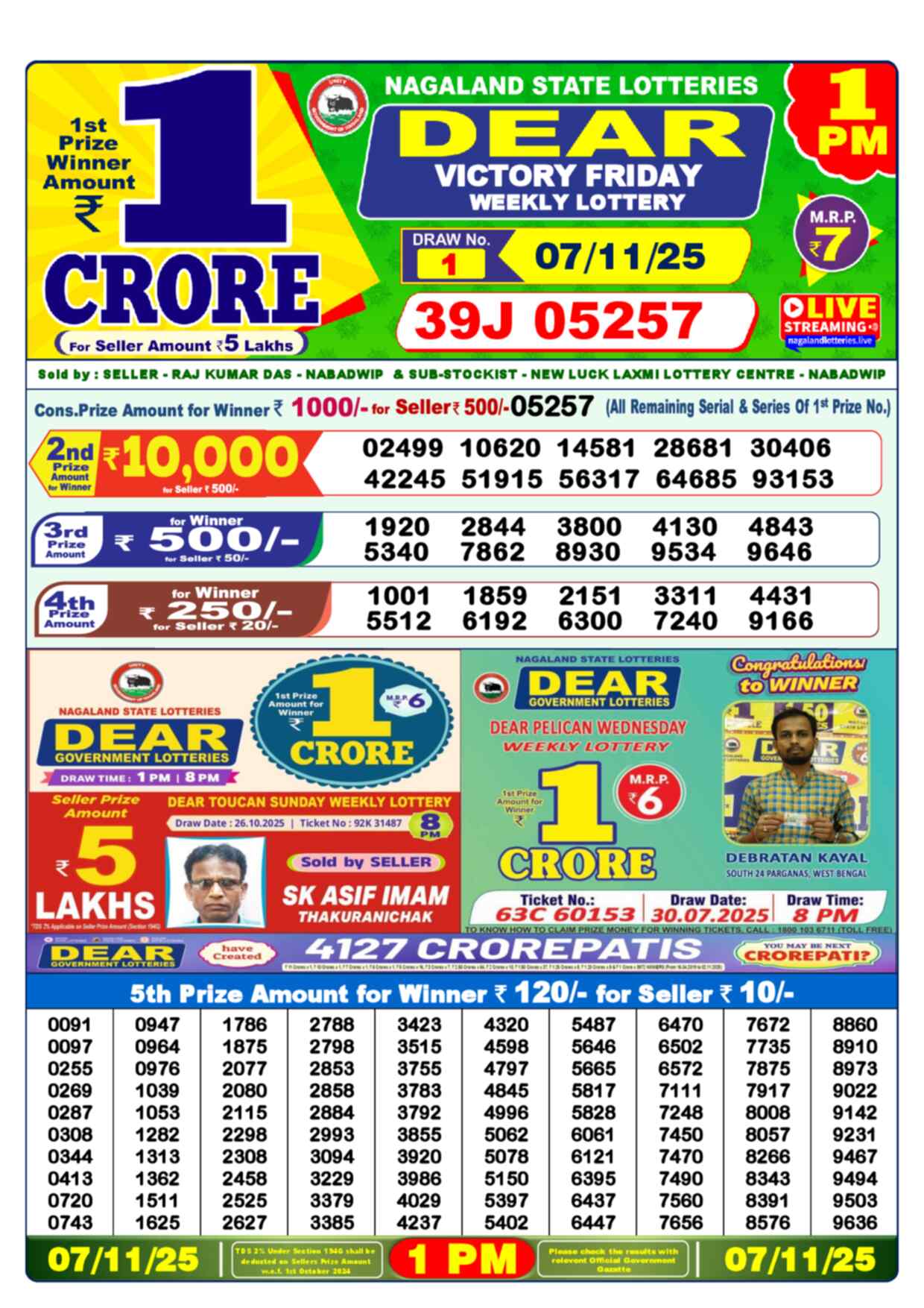 Nagaland Lottery 1 PM 07.11.2025