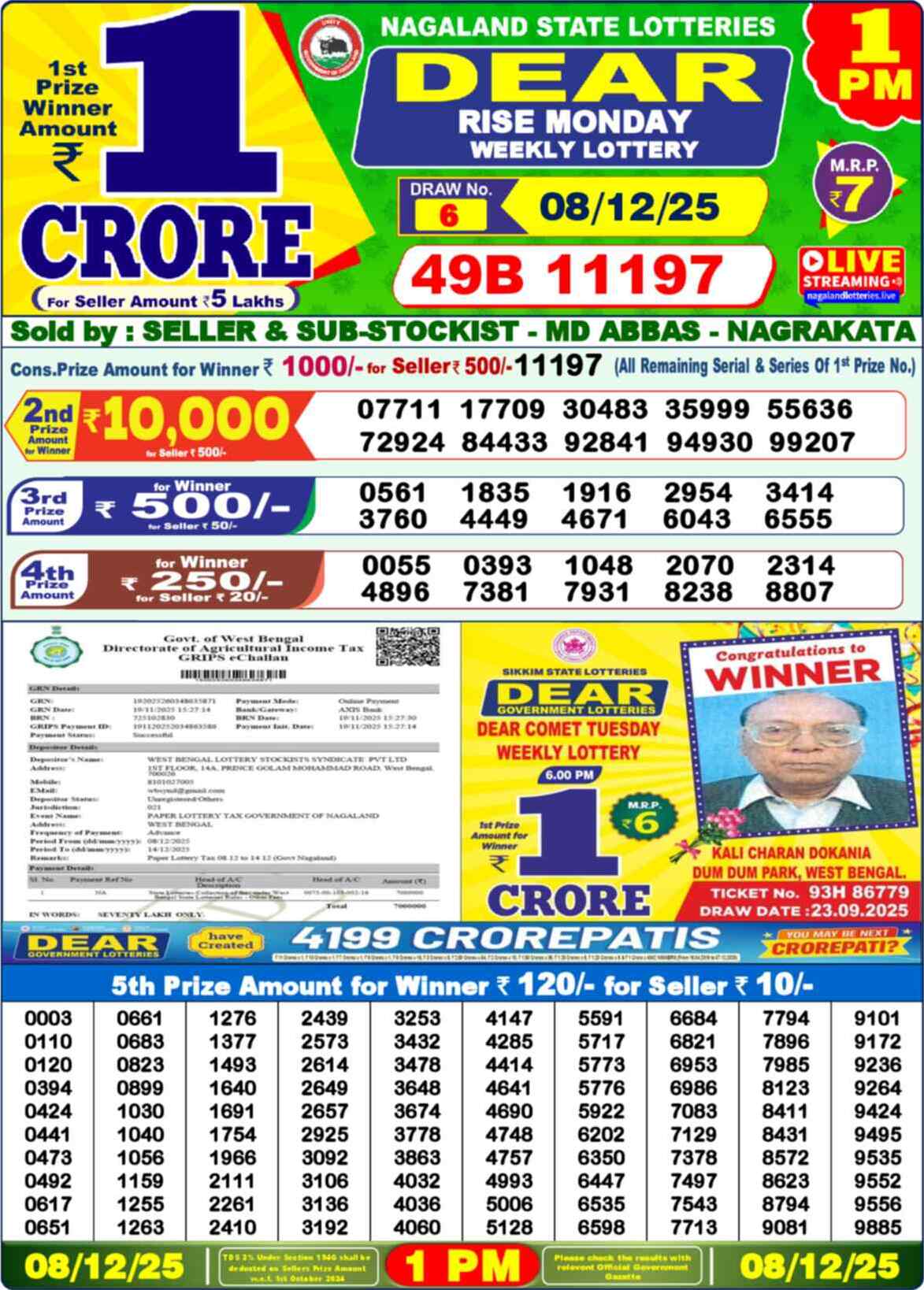 Nagaland Lottery 1 PM 08.12.2025