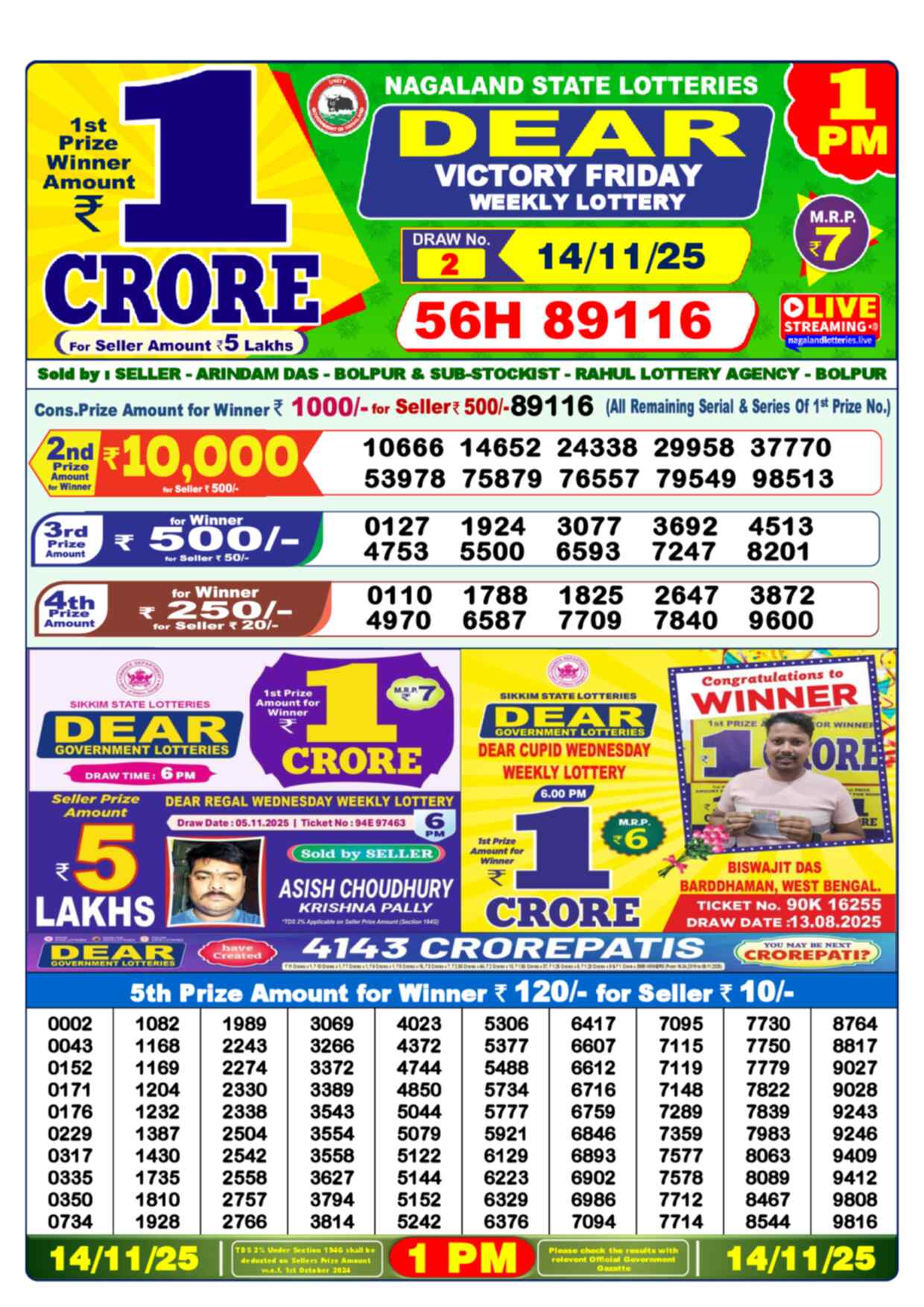 Nagaland Lottery 1 PM 14.11.2025