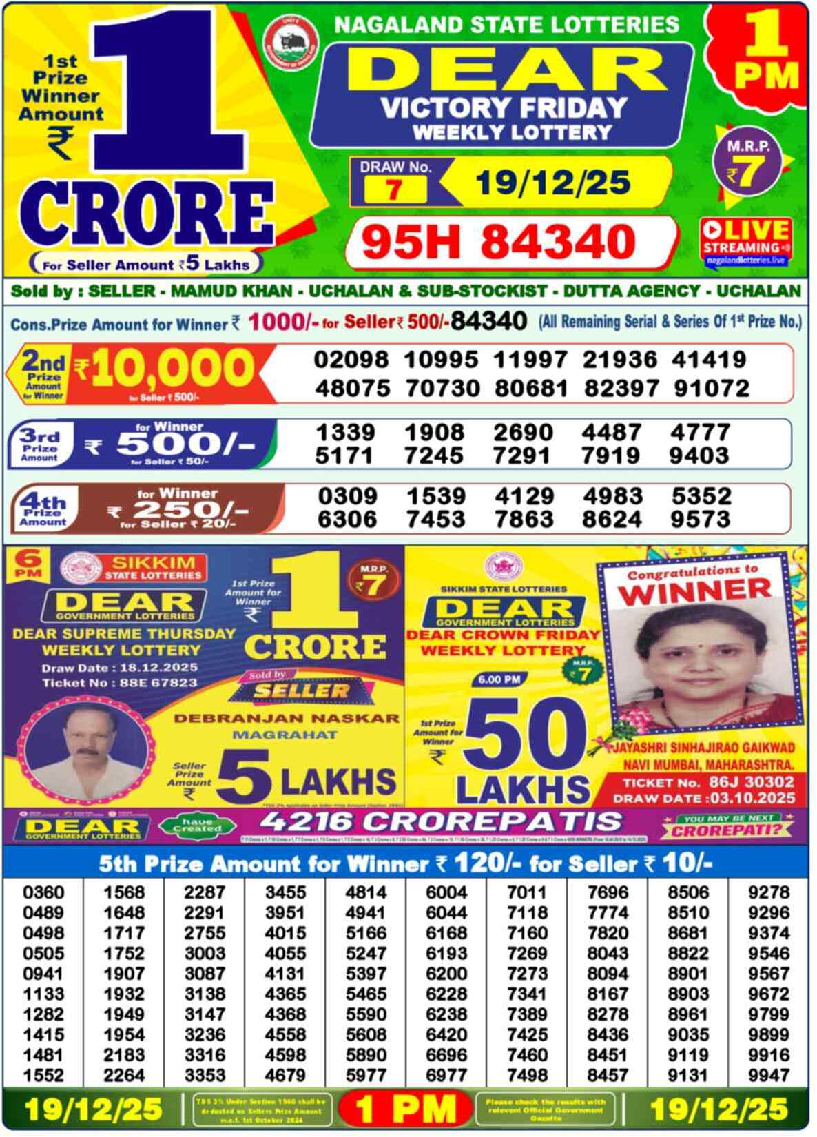 Nagaland Lottery 1 PM 19.12.2025