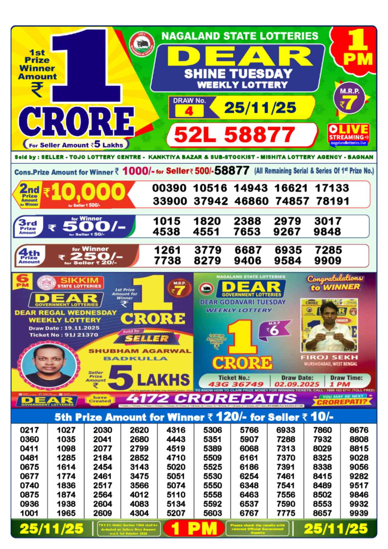 Nagaland Lottery 1 PM 25.11.2025