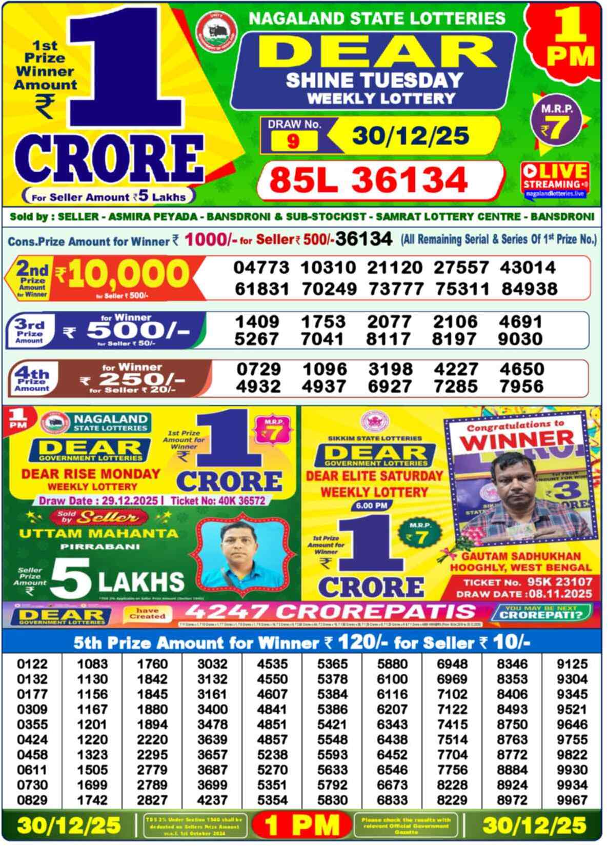 Nagaland Lottery 1 PM 30.12.2025