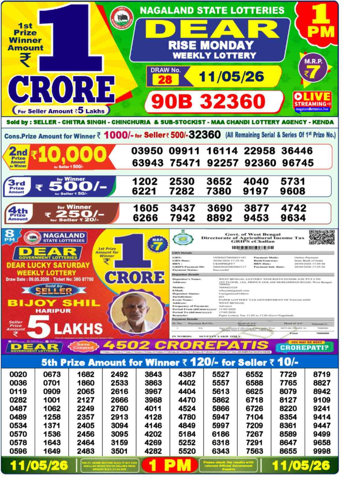 Dear Lottery 1 PM Result 11/05/26