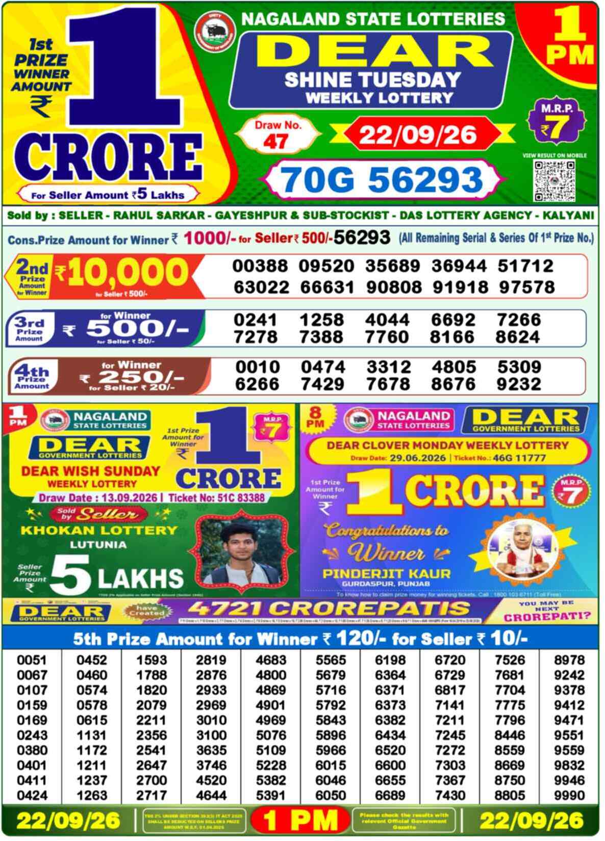 Nagaland Lottery 1 PM 22.09.2026